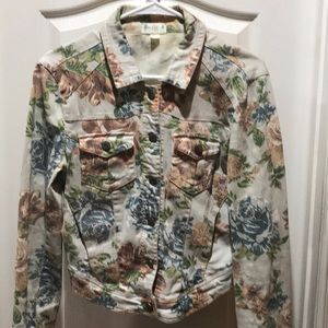 Love Fire Floral Stretch Denim Jacket - Size S